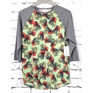 LULAROE Novelty French Fry Print "Randy" Raglan Top  Casual Soft Size Large NWT